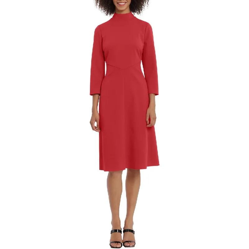 Birthday Dresses for Celebration -Maggy London Womens Pintuck Mid Calf Fit & Flare Dress