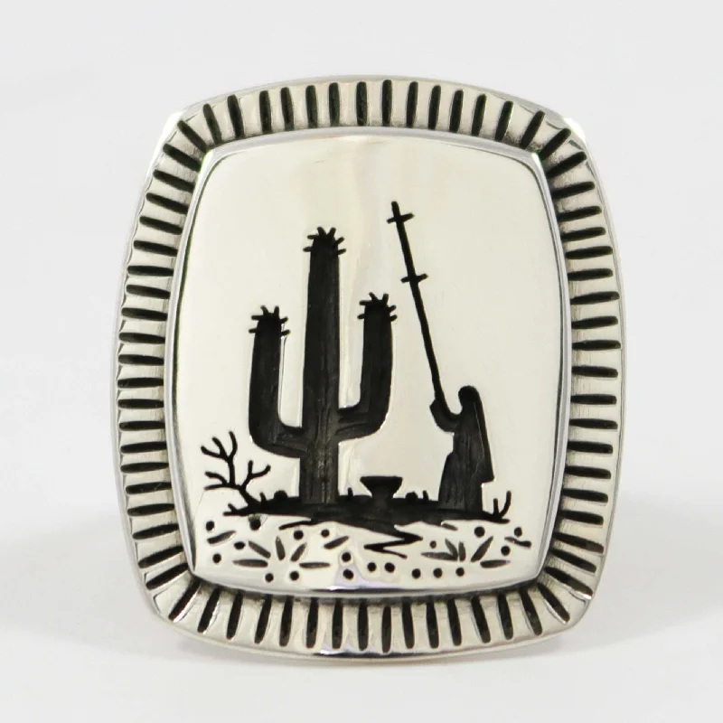 Simple rings with polished black onyx shine -Cactus Fruit Picker Ring