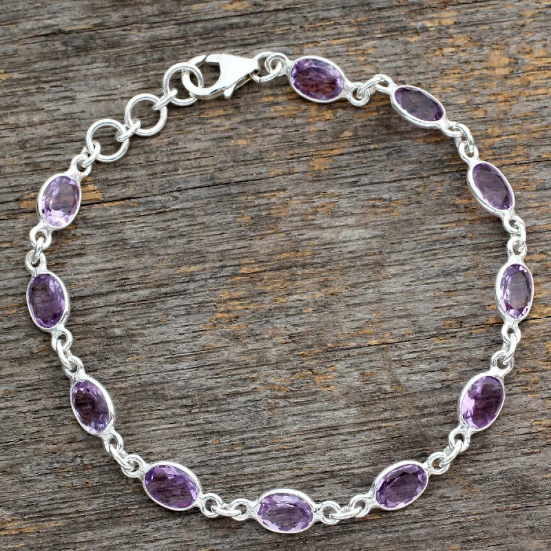 Bracelets with garnet stones for deep red -Oval Amethyst Tennis Bracelet