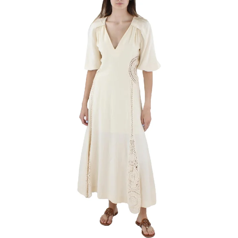 Modern Dresses for Trendy -Jonathan Simkhai Womens Rider Crochet Trim Long Maxi Dress