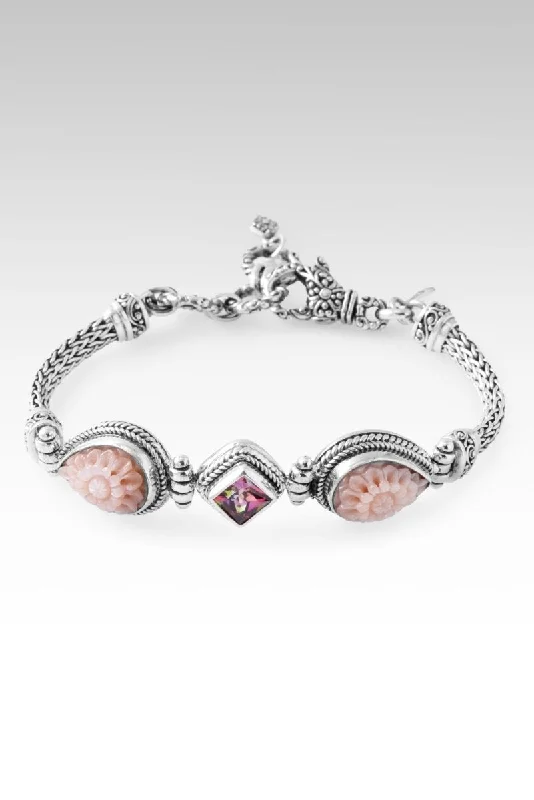 Bangles with chunky designs for statement wear -Spiritual Strength Bracelet™ in Pink Mother of Pearl