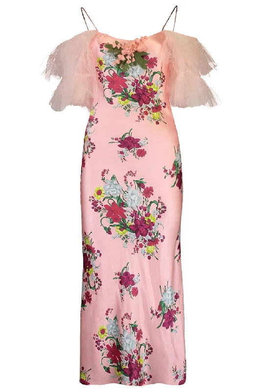 Fashionable Dresses for Style -Floral Printed Tulle Dress