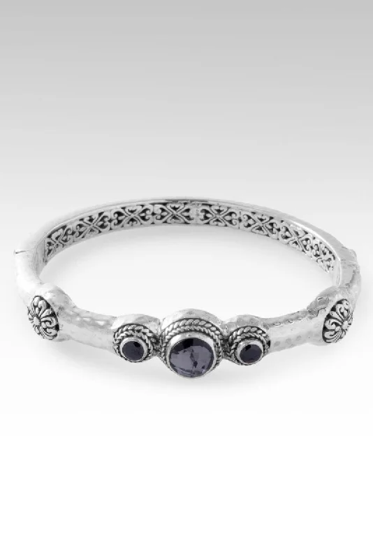 Bracelets with woven leather for rustic style -Make Your Light Shine Bangle™ in Odyssey Black Knight™ Mystic Quartz