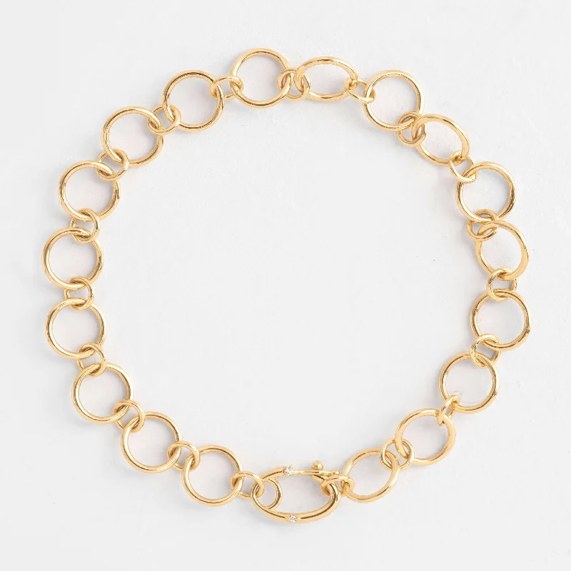 Bangles with hammered silver for rustic appeal -Oval Catch Clasp Chain Bracelet - In Stock