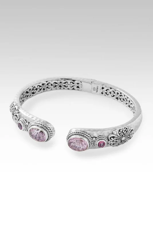 Bracelets with engraved messages for sentiment -Splendid Grace Tip-to-Tip Bracelet™ in Pink Cashmere™ Mystic Quartz