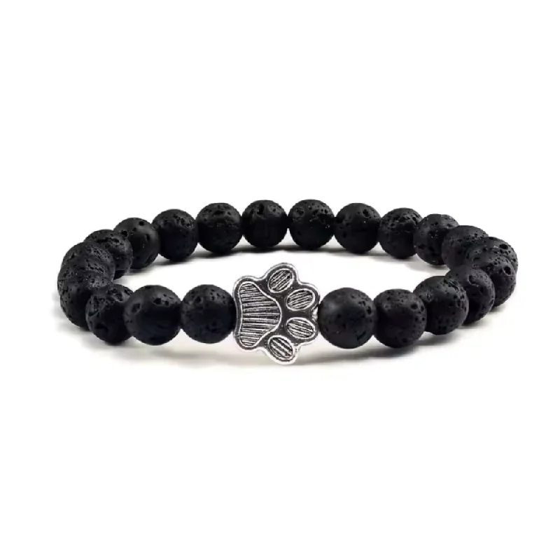 Bangles with chunky designs for statement wear -PawZee Ebony Paw Print Charm Bracelet