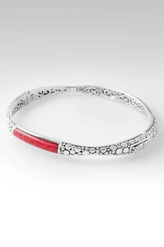 Bangles with rose gold filigree for elegance -Warm Embrace Bangle™ in Red Indonesian Coral