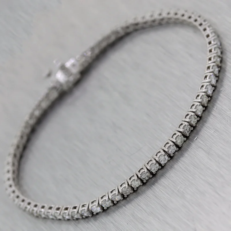 Bangles with oxidized gold for antique look -Modern 14k White Gold 3.01ctw Diamond Tennis Bracelet