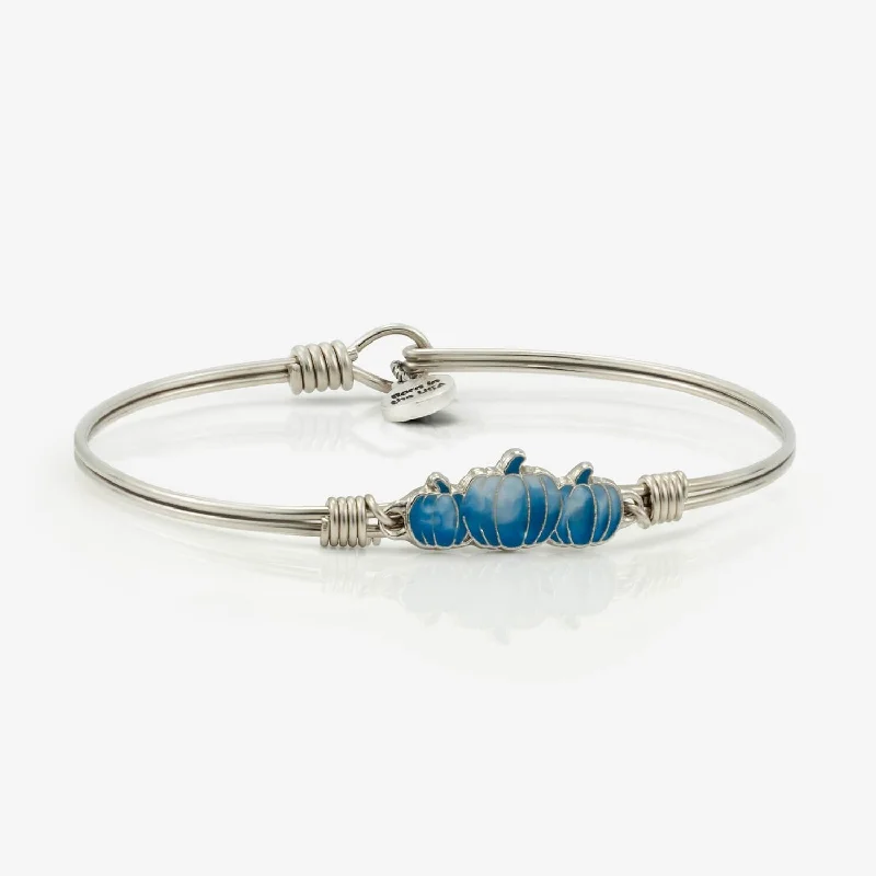 Bangles with bold hematite for metallic shine -Denim Ombre Pumpkin Patch Medley Bangle Bracelet