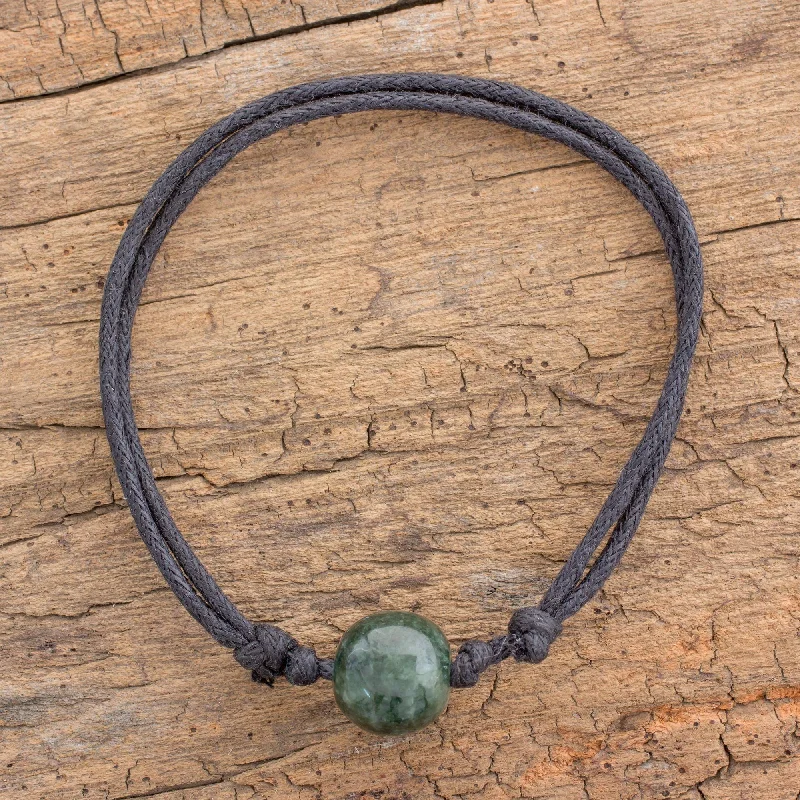 Bangles with rainbow moonstone for color play -Loving Life in Dark Green Adjustable Dark Green Jade Pendant Bracelet from Guatemala