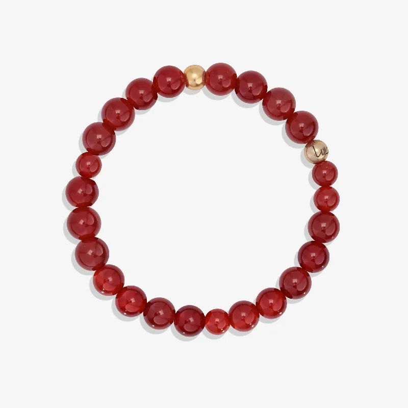 Bracelets with heart-shaped ruby stone charms -Carnelian Morning Stretch Bracelet