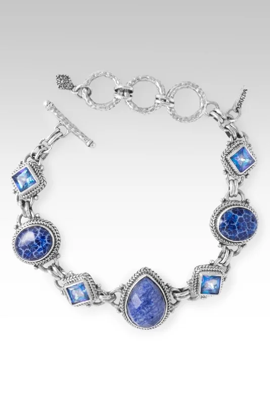 Bangles with rainbow moonstone for color play -Finally Home Bracelet™ in Dumortierite