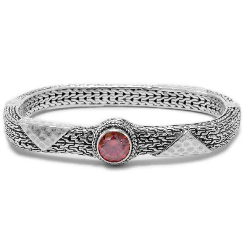 Bracelets with star sapphire for unique shine -Fear Ends Faith Begins Bangle™ in Red Moissanite