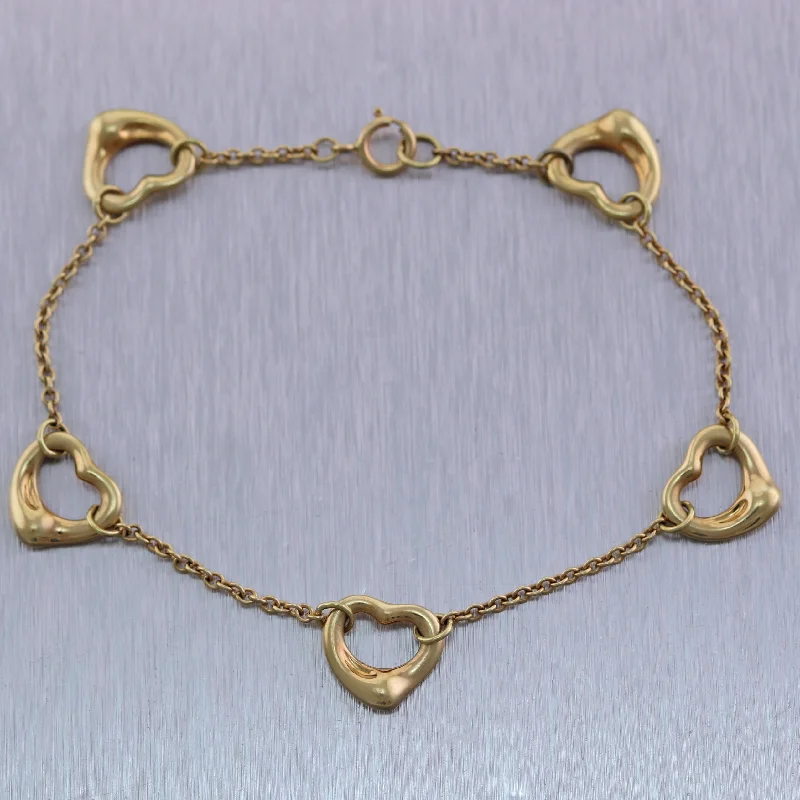 Bracelets with star sapphire for unique shine -Tiffany & Co. Elsa Peretti 18k Yellow Gold Medium Open Heart Bracelet