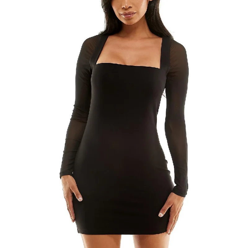 Beaded Dresses for Glamour -Bebe Womens Sheer Mini Mini Dress