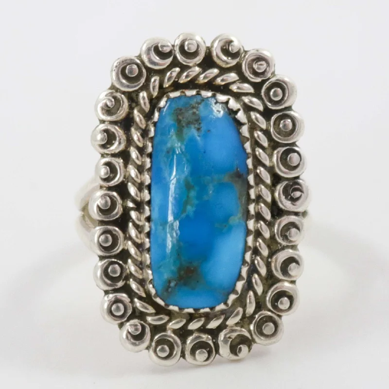 Rings with wave patterns for ocean vibes -Kingman Turquoise Ring