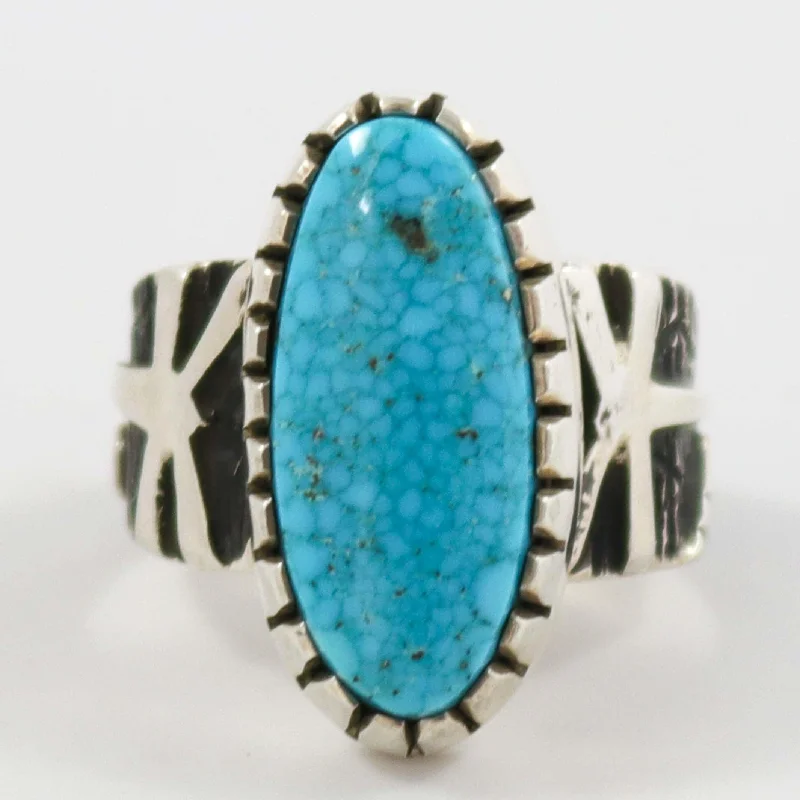 Rings with hexagon-cut stones for trendiness -Morenci Turquoise Ring