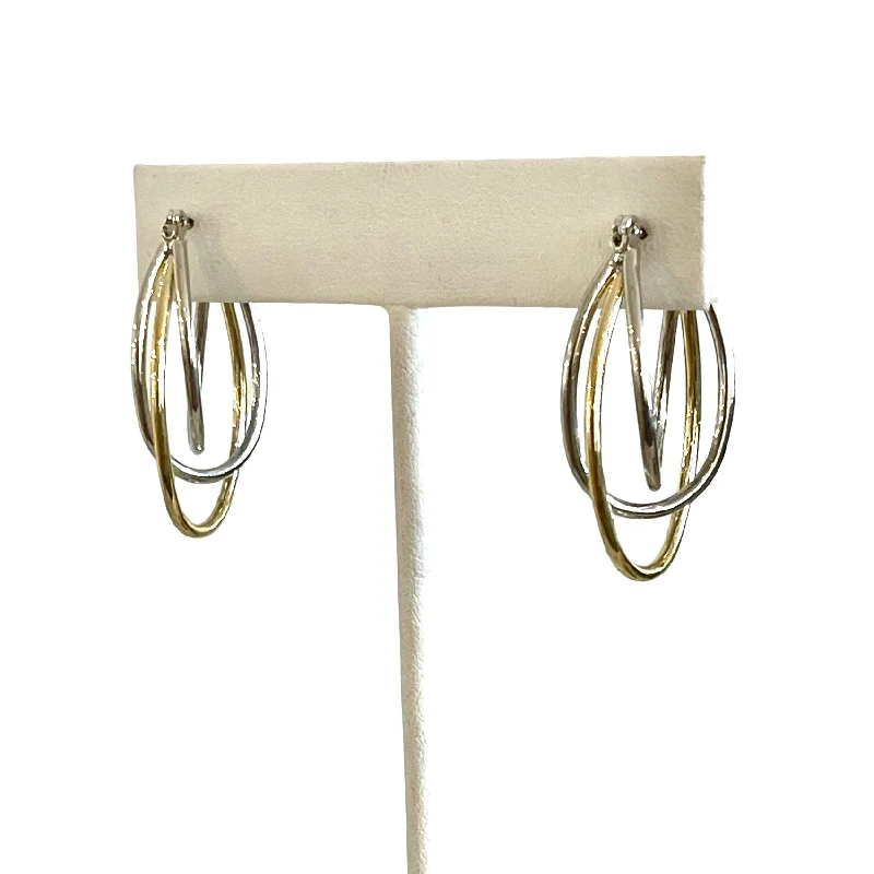 Rings with oxidized silver for antique appeal -Two-Tone 3-Hoop Kate Earring