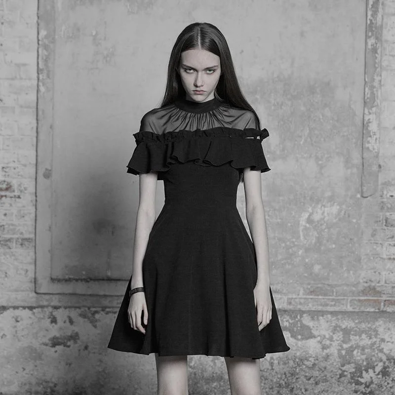 Geometric Dresses for Modern -Women's Detachable Frill Short Punk Dress