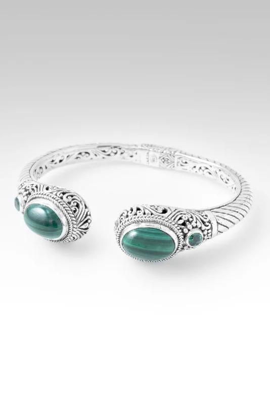 Silver bangles featuring vibrant turquoise stone inlays -Fullness of Joy Tip-to-Tip Bracelet™ in Malachite