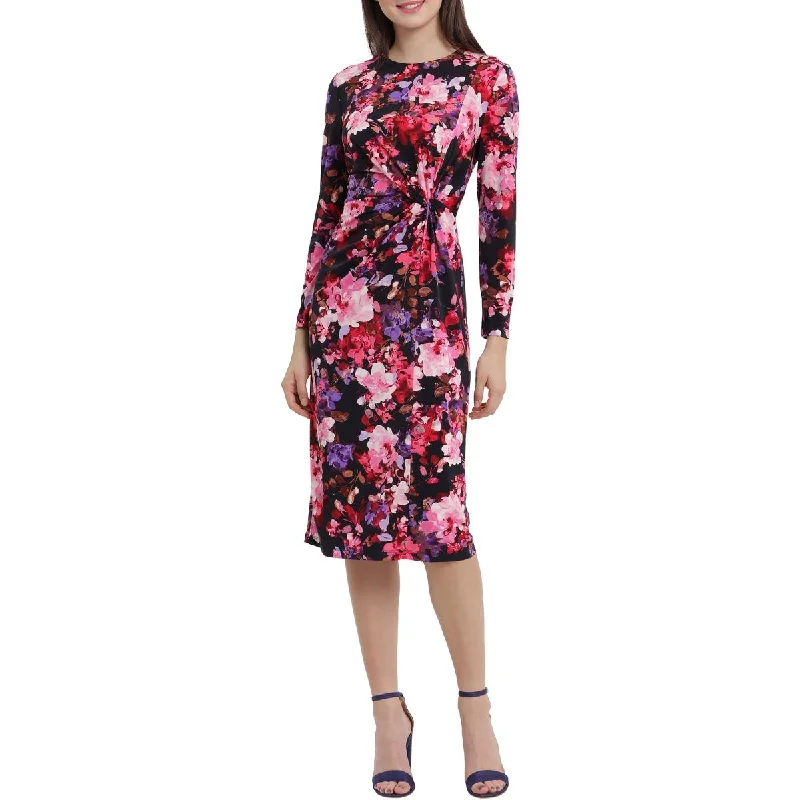 Indian Dresses with Intricacy -Maggy London Womens Floral Twist Front Midi Dress