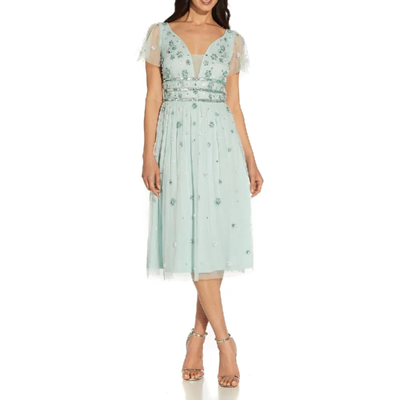 Embroidered Dresses for Detailed -Adrianna Papell Womens Floral Embellished Cocktail and Party Dress