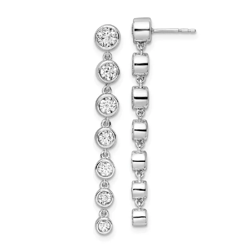 Rings with spiral designs for eye-catching twist -14K White Gold 1 1/2 ct Lab Grown Diamond Graduated Dangle Earring