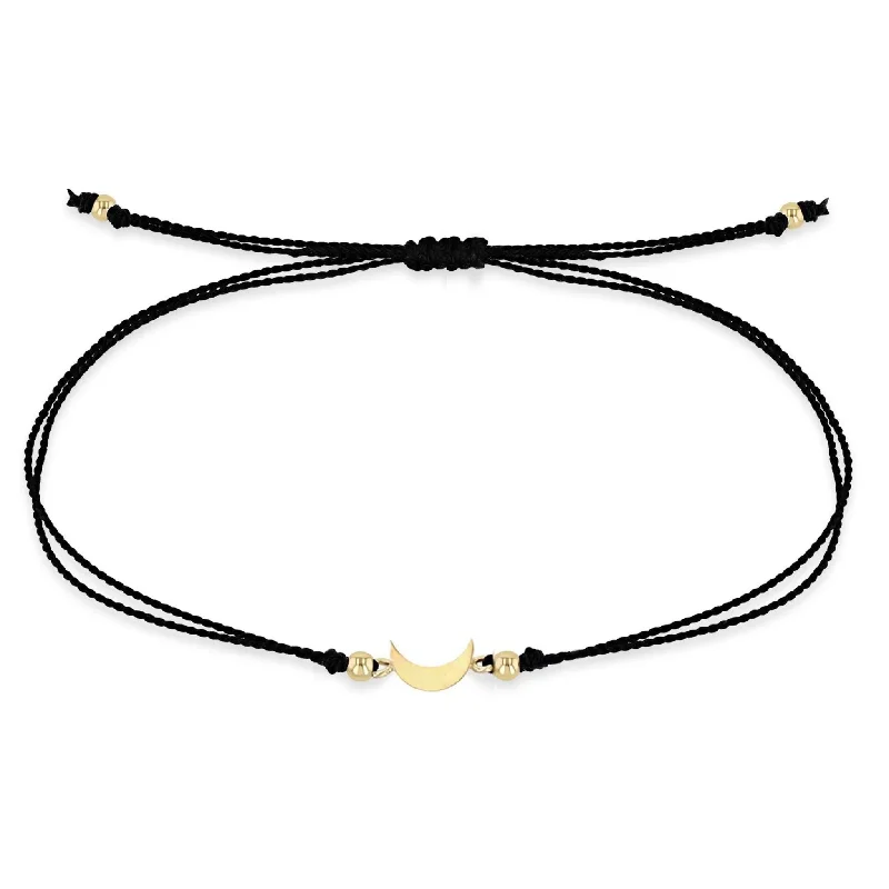 Bracelets with engraved constellations for stargazers -Midi Bitty 14K Gold Moon Cord Bracelet