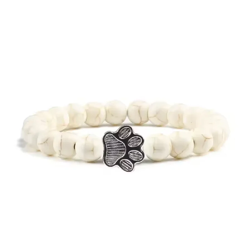 Bracelets with floral motifs for romantic touch -PawZee Snowy Paw Print Charm Bracelet