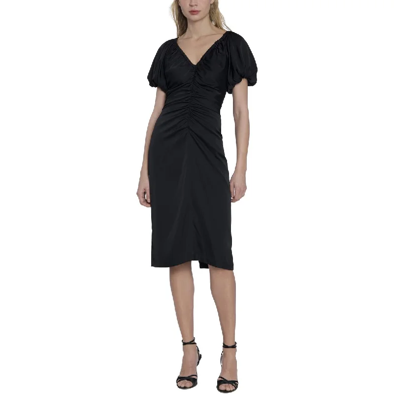 Black Dresses for Versatile -Maggy London Womens Ruched Midi Cocktail And Party Dress