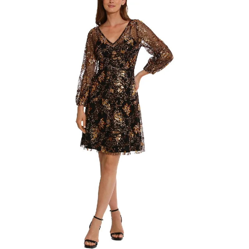 Maxi Dresses for Elegant Style -Maggy London Womens Sequined Above Knee Mini Dress