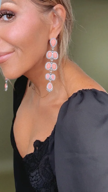 Rings with raw topaz for icy charm -Western Festival Dangle Earring, Coral