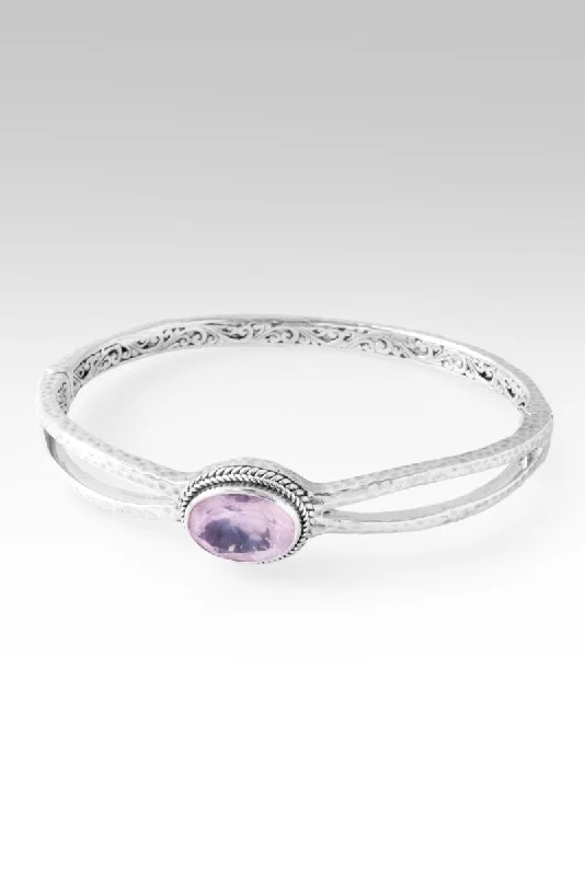 Bangles with engraved floral patterns for elegance -Seek Wisdom Bangle™ in Cloud Pink Rose Quartz