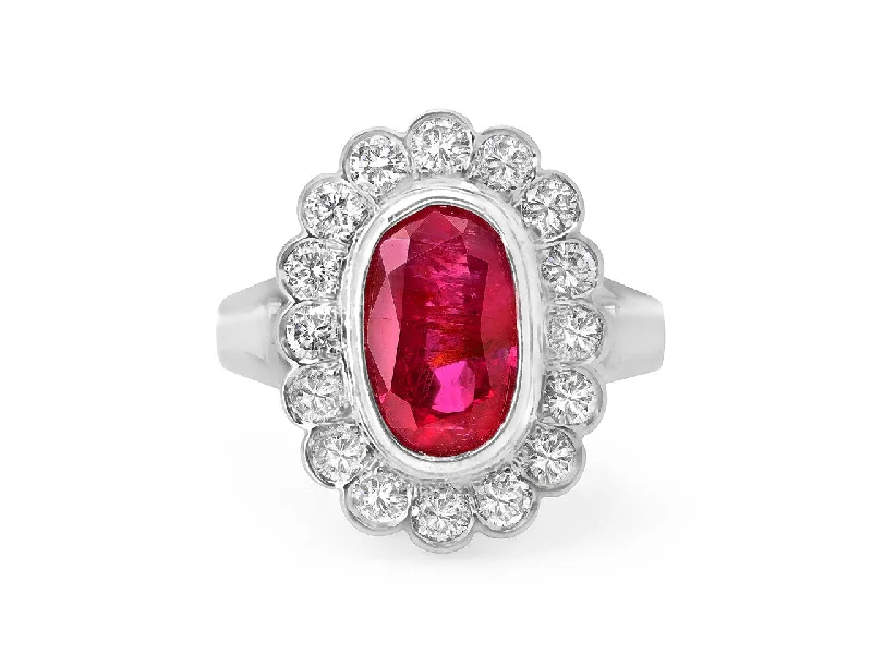 Rings with double bands for modern twist -Ruby and Diamond Ring in Platinum