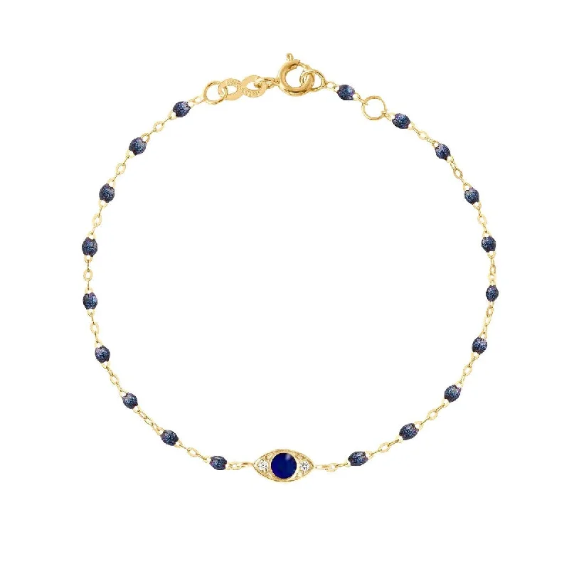 Bracelets with pearl beads for classic beauty -18K Gold & Midnight Resin "Eye Sparkle" Bracelet with Diamond