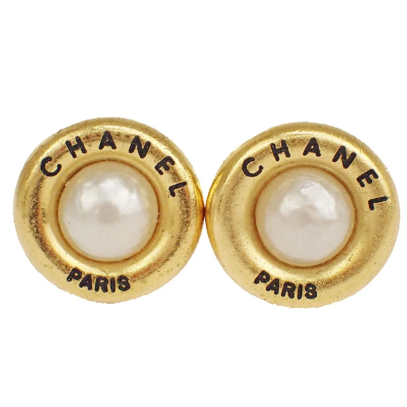 Rose gold rings featuring delicate pearl inlays -Chanel Coco Mark  Metal Earring Jewelry (Pre-Owned)