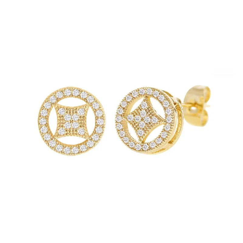 Rings with citrine stones for sunny vibes -Cubic Zirconia Micro Pave Diamond in the Circle Earring