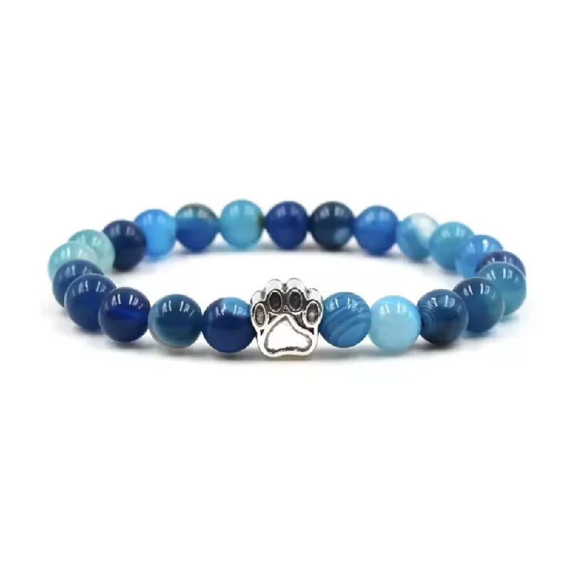 Bangles with sleek matte finish for subtlety -PawZee Azure Agate Paw Print Charm Bracelet