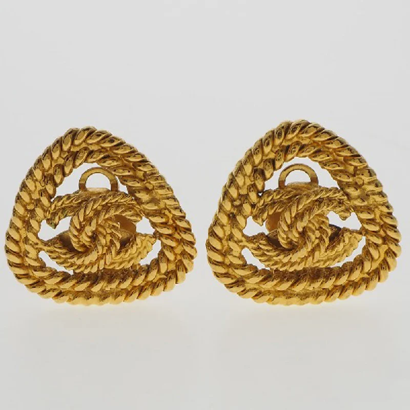 Dainty rings with subtle engraved star motifs -Chanel Coco Mark   Plated Earring Jewelry (Pre-Owned)