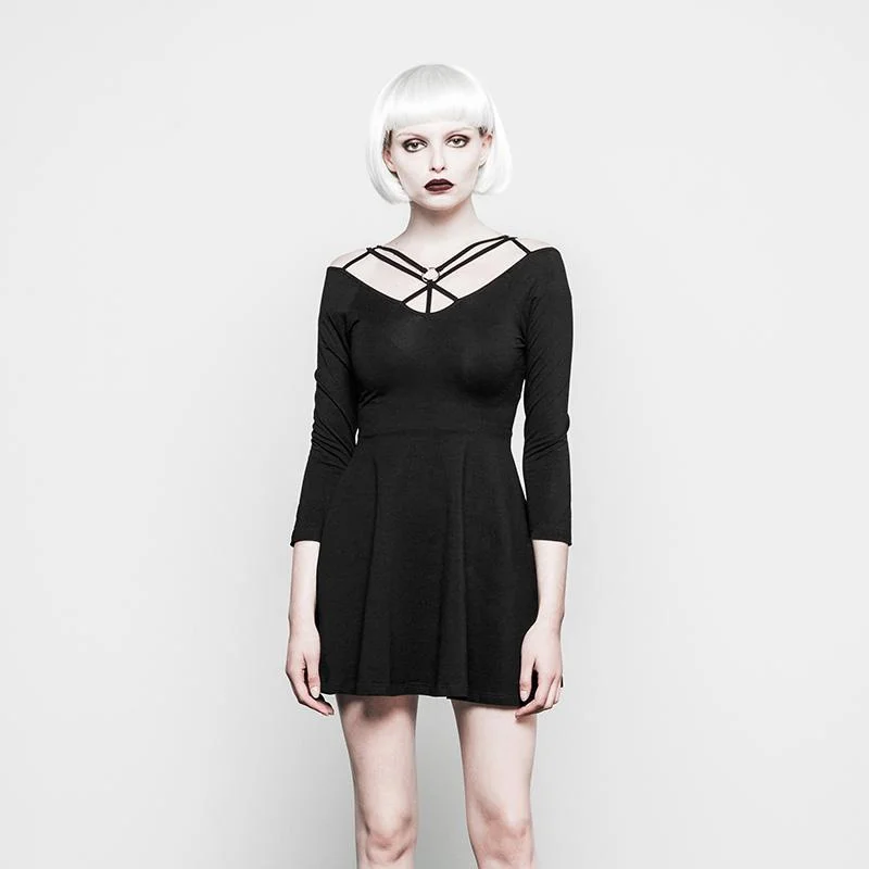 Silk Dresses for Luxurious -Women's Strappy Goth Dress