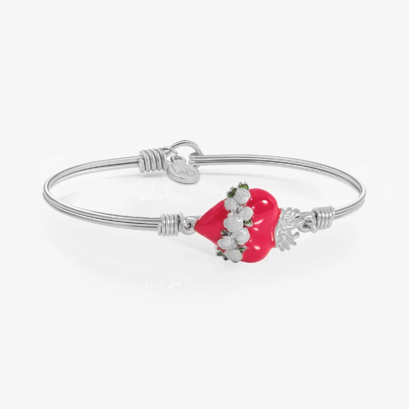 Bracelets with leather wrap for edgy look -Eternal Love Red Sacred Heart Bangle Bracelet