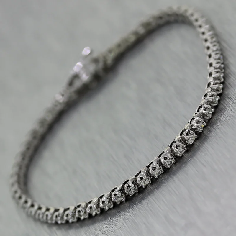 Bangles with interlocking links for uniqueness -Modern 14k White Gold 2ctw Diamond Tennis Bracelet