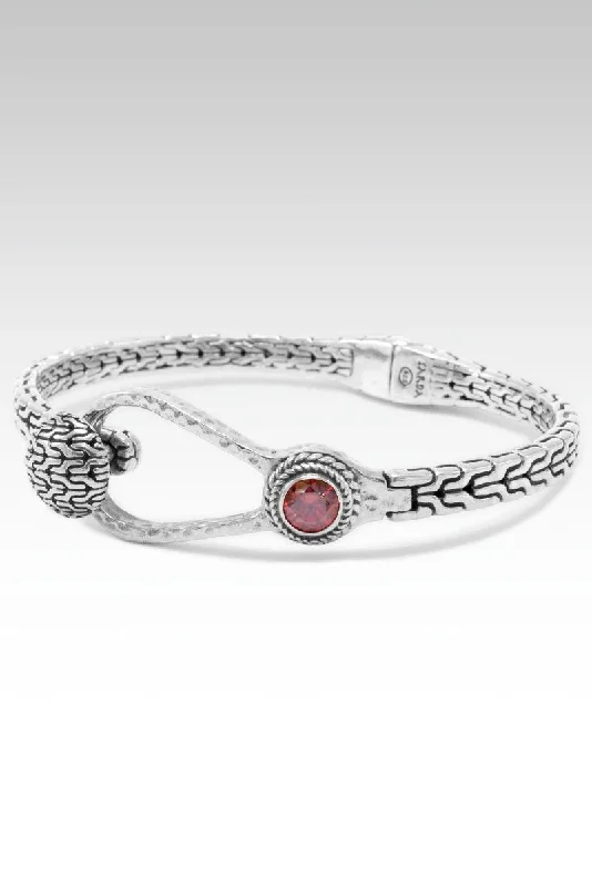 Bracelets with hematite for sleek metallic sheen -Strength of Unity Bangle™ in Red Moissanite