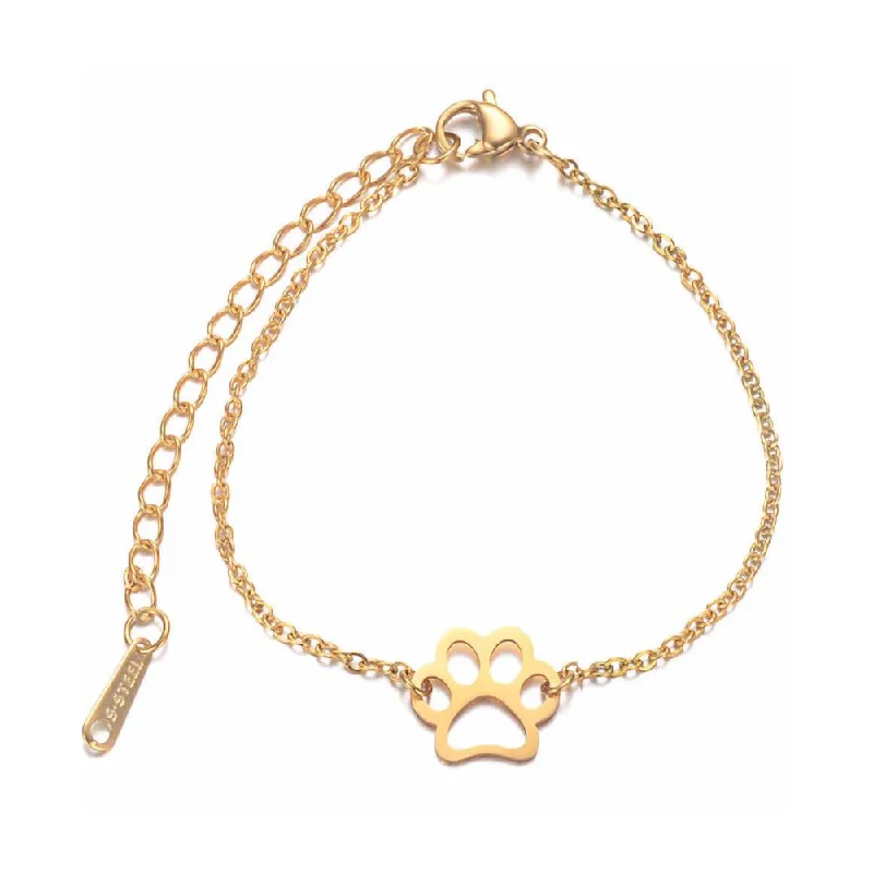 Bangles with pave-set diamonds for dazzle -EternalPrint Link Chain Paw Print Charm Bracelet