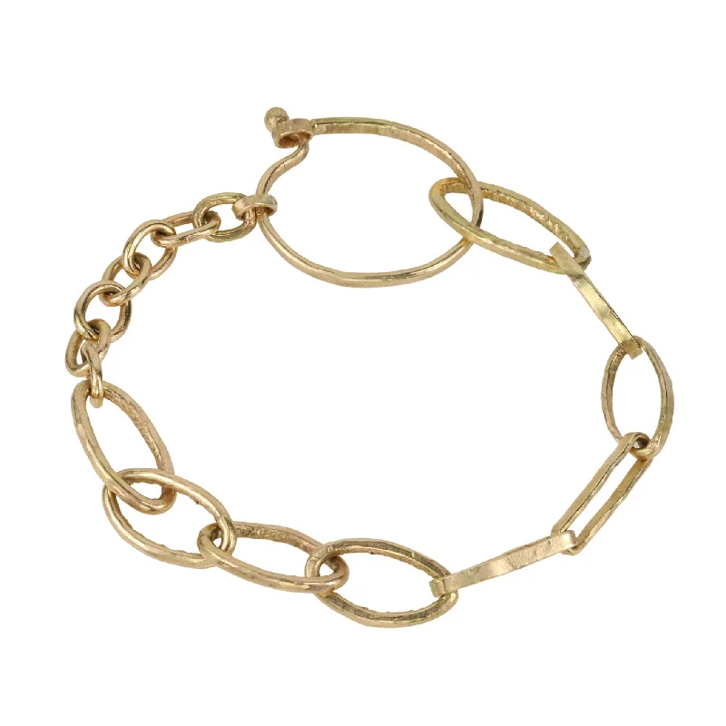 Bracelets with spiral designs for eye-catching twist -"Victoria" Gold Heavy Oval Link Bracelet with Alternate Links