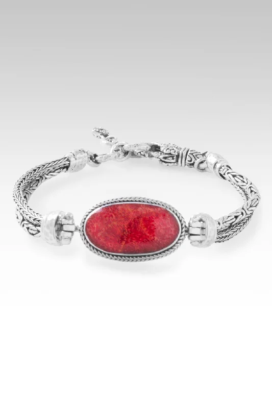 Rose gold bangles with geometric cutout designs -Share Kindness Bracelet™ in Red Sponge Coral