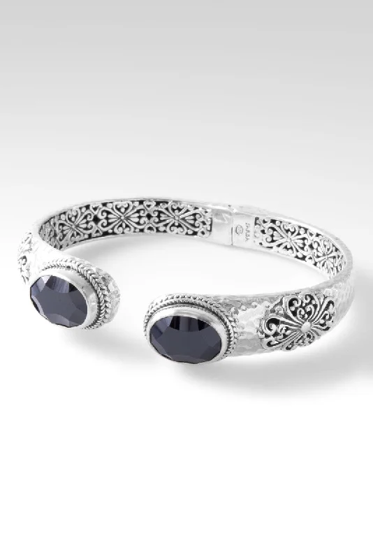 Bracelets with open cuff for easy wear -Sweet to the Soul Tip-to-Tip Bracelet™ in Black Spinel