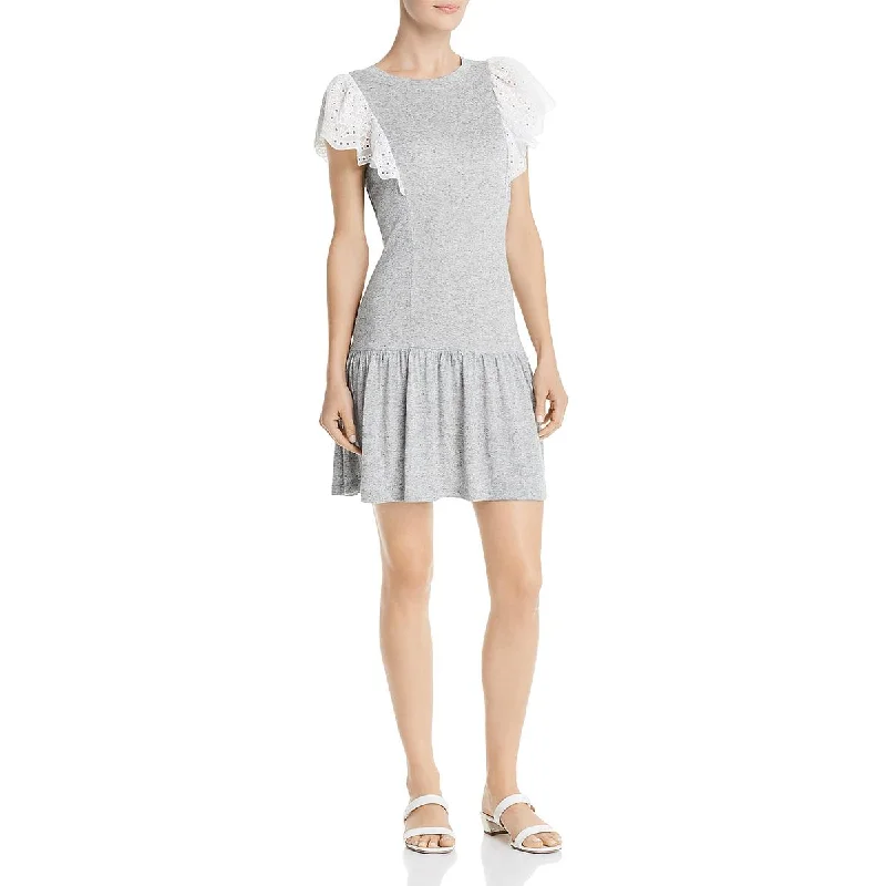 Leather Dresses for Luxury -Rebecca Taylor Womens Eyelet Heathered Mini Dress