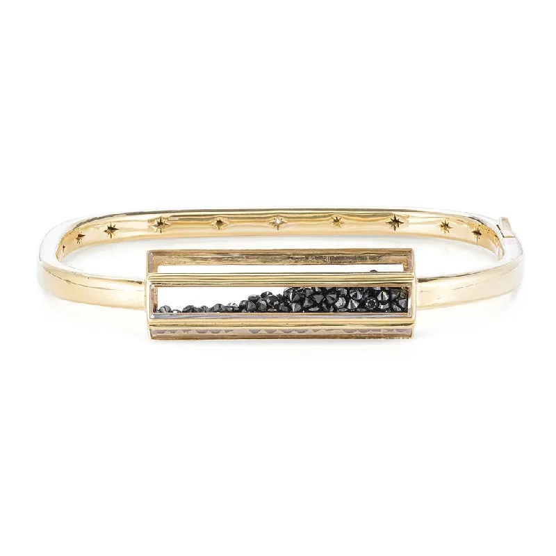 Stackable bangles with colorful enamel finishes -18K Gold Black Diamond "Shake" Bangle