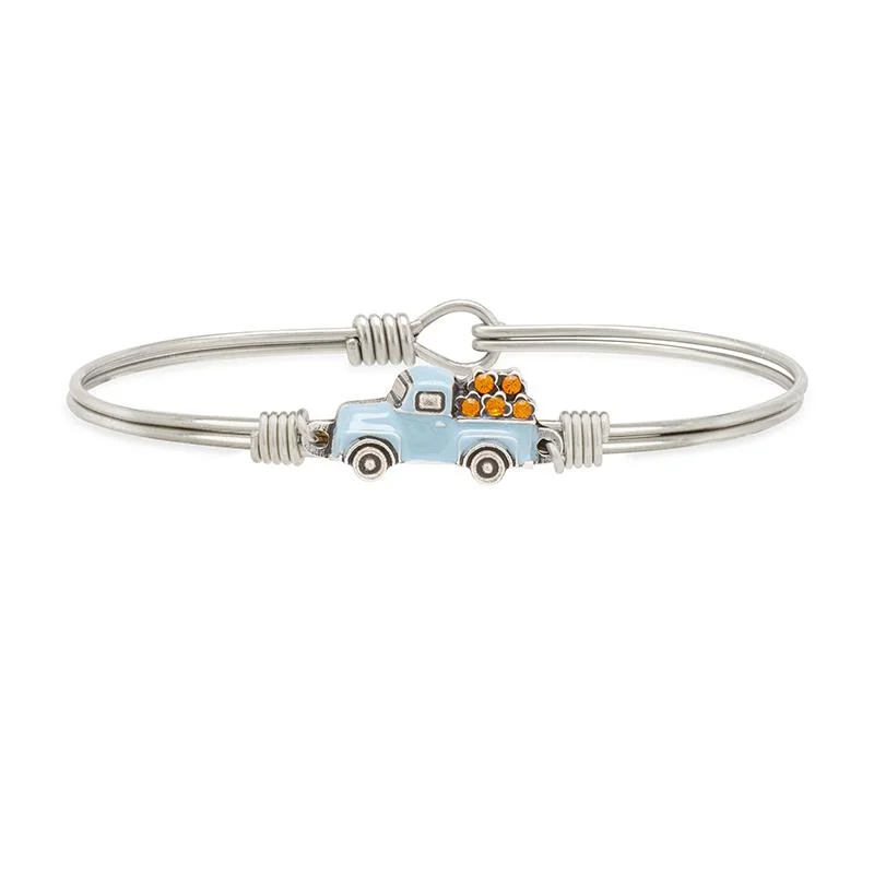 Stackable bangles with colorful enamel finishes -Vintage Truck Bangle Bracelet